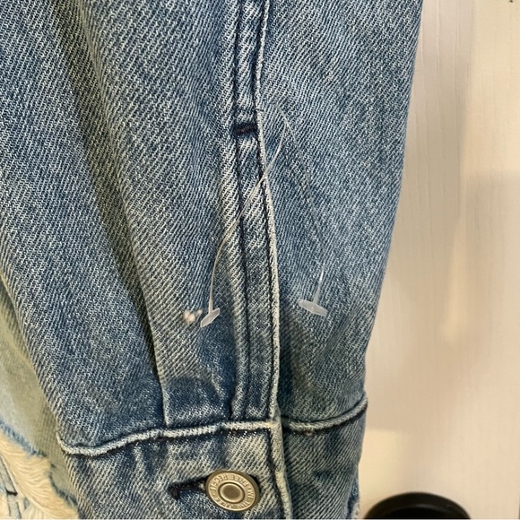 We The Free x Free People Your Dad's Denim Jean Distressed Oversized Jacket - Picture 13 of 16